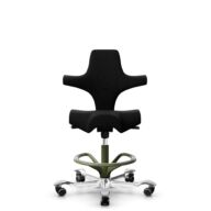 HÅG Capisco 8106 - Steelcut 3 (Kvadrat) - Wol / Polyamide - STT190 - Black - Framekleur - Moss Grey - Gasveer - 200 mm (Zithoogte 46-64cm) - Vloercontact - Zachte wielen t.b.v. harde vloeren - Voetenring - Ja, in framekleur - Voetster - Ja, voetster in... thumbnail