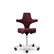 HÅG Capisco 8106 - Steelcut 3 (Kvadrat) - Laine / Polyamide - STT682 Chestnut - Blanc - 200 mm (hauteur d’assise 46–64 cm) - Roues souples pour sols durs thumbnail