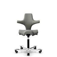 HÅG Capisco 8106 - Paloma Soft (Wollsdorf) - Cuir semi-aniline - ATG55115 - Warm grey - Noir - 150 mm (hauteur d’assise 40–55 cm) - Roues souples pour sols durs thumbnail