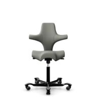 HÅG Capisco 8106 - Paloma Soft (Wollsdorf) - Semi-aniline leather - ATG55115 - Warm grey - Black - 200 mm (seat height 46-64cm) - Hard castors for soft floors thumbnail