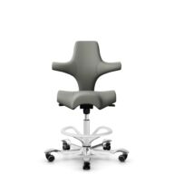 HÅG Capisco 8106 - Paloma Soft (Wollsdorf) - Cuir semi-aniline - ATG55115 - Warm grey - Blanc - 200 mm (hauteur d’assise 46–64 cm) - Roues dures pour sols souples thumbnail