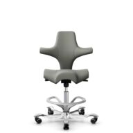 HÅG Capisco 8106 - Paloma Soft (Wollsdorf) - Cuero semi-anilina - ATG55115 - Warm grey - Silver - 200 mm (seat height 46-64cm) - Soft castors for hard floors thumbnail