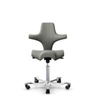 HÅG Capisco 8106 - Paloma Soft (Wollsdorf) - Cuero semi-anilina - ATG55115 - Warm grey - Silver - 265 mm (seat height 53-79cm) - Soft castors for hard floors thumbnail