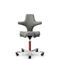 HÅG Capisco 8106 - Paloma Soft (Wollsdorf) - Semi-aniline leather - ATG55115 - Warm grey - Blush Rose - 150mm (seat height 40–55cm) - Soft castors for hard floors thumbnail