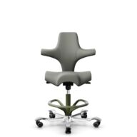 HÅG Capisco 8106 - Paloma Soft (Wollsdorf) - Semi-aniline leather - ATG55115 - Warm grey - Moss Grey - 265 mm (seat height 53-79cm) - Hard castors for soft floors thumbnail