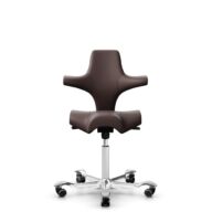 HÅG Capisco 8106 - Paloma Soft (Wollsdorf) - Cuir semi-aniline - ATG55130 - Dark brown - Blanc - 150 mm (hauteur d’assise 40–55 cm) - Roues souples pour sols durs thumbnail