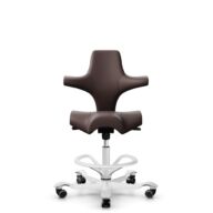 HÅG Capisco 8106 - Paloma Soft (Wollsdorf) - Cuero semi-anilina - ATG55130 - Dark brown - White - 200 mm (seat height 46-64cm) - Hard castors for soft floors thumbnail