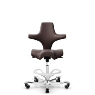 HÅG Capisco 8106 - Paloma Soft (Wollsdorf) - Cuir semi-aniline - ATG55130 - Dark brown - Blanc - 265 mm (hauteur d’assise 53–79 cm) - Roues dures pour sols souples thumbnail