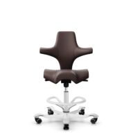 HÅG Capisco 8106 - Paloma Soft (Wollsdorf) - Semi-aniline leather - ATG55130 - Dark brown - White - 265 mm (seat height 53-79cm) - Soft castors for hard floors thumbnail