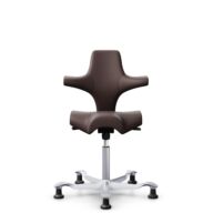 HÅG Capisco 8106 - Paloma Soft (Wollsdorf) - Semi-aniline leather - ATG55130 - Dark brown - Silver - 150mm (seat height 40–55cm) - Glides thumbnail