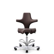 HÅG Capisco 8106 - Paloma Soft (Wollsdorf) - Semi-Anilinleder - ATG55130 - Dark brown - Silber - 200 mm (Sitzhöhe 46-64cm) - Harte Rollen für weiche Böden thumbnail