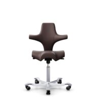 HÅG Capisco 8106 - Paloma Soft (Wollsdorf) - Semi-aniline leather - ATG55130 - Dark brown - Silver - 265 mm (seat height 53-79cm) - Soft castors for hard floors thumbnail