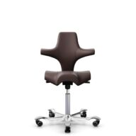 HÅG Capisco 8106 - Paloma Soft (Wollsdorf) - Semi-aniline Leder - ATG55130 - Dark brown - Zilver - 265 mm (Zithoogte 53-79cm) - Zachte wielen t.b.v. harde vloeren thumbnail