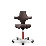 HÅG Capisco 8106 - Paloma Soft (Wollsdorf) - Semi-aniline leather - ATG55130 - Dark brown - Blush Rose - 265 mm (seat height 53-79cm) - Soft castors for hard floors thumbnail