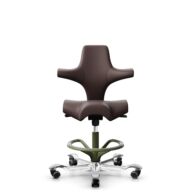 HÅG Capisco 8106 - Paloma Soft (Wollsdorf) - Semi-aniline leather - ATG55130 - Dark brown - Moss Grey - 200 mm (seat height 46-64cm) - Hard castors for soft floors thumbnail