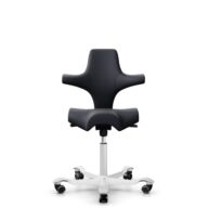 HÅG Capisco 8106 - Paloma Soft (Wollsdorf) - Semi-aniline leather - ATG55185 - Charcoal - White - 150mm (seat height 40–55cm) - Soft castors for hard floors thumbnail