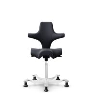 HÅG Capisco 8106 - Paloma Soft (Wollsdorf) - Skóra półanilinowa - ATG55185 - Charcoal - White - 150mm (seat height 40–55cm) - Glides thumbnail