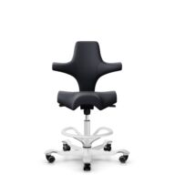 HÅG Capisco 8106 - Paloma Soft (Wollsdorf) - Cuir semi-aniline - ATG55185 - Charcoal - Blanc - 200 mm (hauteur d’assise 46–64 cm) - Roues souples pour sols durs thumbnail