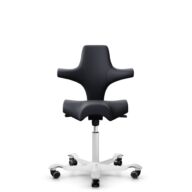 HÅG Capisco 8106 - Paloma Soft (Wollsdorf) - Semi-Anilinleder - ATG55185 - Charcoal - Weiß - 265 mm (Sitzhöhe 53-79cm) - Weiche Rollen für harte Böden thumbnail