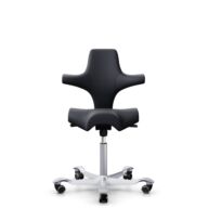 HÅG Capisco 8106 - Paloma Soft (Wollsdorf) - Semi-Anilinleder - ATG55185 - Charcoal - Silber - 150mm (Sitzhöhe 40-55cm) - Harte Rollen für weiche Böden thumbnail
