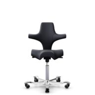 HÅG Capisco 8106 - Paloma Soft (Wollsdorf) - Skóra półanilinowa - ATG55185 - Charcoal - Silver - 150mm (seat height 40–55cm) - Hard castors for soft floors thumbnail