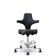 HÅG Capisco 8106 - Paloma Soft (Wollsdorf) - Semi-aniline leather - ATG55185 - Charcoal - Silver - 200 mm (seat height 46-64cm) - Glides thumbnail