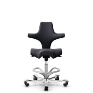 HÅG Capisco 8106 - Paloma Soft (Wollsdorf) - Semi-Anilinleder - ATG55185 - Charcoal - Silber - 265 mm (Sitzhöhe 53-79cm) - Weiche Rollen für harte Böden thumbnail