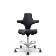 HÅG Capisco 8106 - Paloma Soft (Wollsdorf) - Cuir semi-aniline - ATG55185 - Charcoal - Argent - 265 mm (hauteur d’assise 53–79 cm) - Patins thumbnail