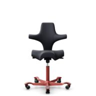 HÅG Capisco 8106 - Paloma Soft (Wollsdorf) - Semi-aniline leather - ATG55185 - Charcoal - Blush Rose - 200 mm (seat height 46-64cm) - Hard castors for soft floors thumbnail