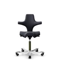 HÅG Capisco 8106 - Paloma Soft (Wollsdorf) - Skóra półanilinowa - ATG55185 - Charcoal - Moss Grey - 150mm (seat height 40–55cm) - Soft castors for hard floors thumbnail