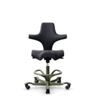 HÅG Capisco 8106 - Paloma Soft (Wollsdorf) - Semi-aniline leather - ATG55185 - Charcoal - Moss Grey - 200 mm (seat height 46-64cm) - Hard castors for soft floors thumbnail