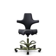 HÅG Capisco 8106 - Paloma Soft (Wollsdorf) - Semi-aniline leather - ATG55185 - Charcoal - Moss Grey - 265 mm (seat height 53-79cm) - Hard castors for soft floors thumbnail
