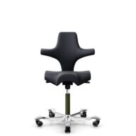 HÅG Capisco 8106 - Paloma Soft (Wollsdorf) - Semi-aniline leather - ATG55185 - Charcoal - Moss Grey - 265 mm (seat height 53-79cm) - Soft castors for hard floors thumbnail