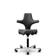 HÅG Capisco 8106 - Paloma Soft (Wollsdorf) - Cuero semi-anilina - ATG55206 - Grey - Black - 200 mm (seat height 46-64cm) - Soft castors for hard floors thumbnail