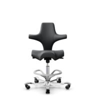 HÅG Capisco 8106 - Paloma Soft (Wollsdorf) - Cuir semi-aniline - ATG55206 - Grey - Argent - 200 mm (hauteur d’assise 46–64 cm) - Roues souples pour sols durs thumbnail