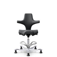 HÅG Capisco 8106 - Paloma Soft (Wollsdorf) - Semi-aniline Leder - PL55206 Grey - Framekleur - Zilver - Gasveer - 200 mm (Zithoogte 46-64cm) - Vloercontact - Glijdoppen - Voetenring - Ja, in framekleur - Voetster - Nee, voetster in framekleur thumbnail