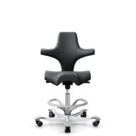 HÅG Capisco 8106 - Paloma Soft (Wollsdorf) - Semi-Anilinleder - ATG55206 - Grey - Silber - 265 mm (Sitzhöhe 53-79cm) - Harte Rollen für weiche Böden thumbnail