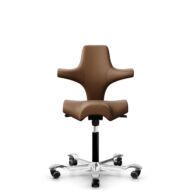 HÅG Capisco 8106 - Paloma Soft (Wollsdorf) - Semi-aniline leather - PL05429 Cognac - Black - 150mm (seat height 40–55cm) - Soft castors for hard floors thumbnail
