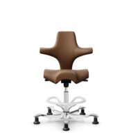 HÅG Capisco 8106 - Paloma Soft (Wollsdorf) - Semi-aniline leather - PL05429 Cognac - White - 200 mm (seat height 46-64cm) - Glides thumbnail