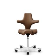 HÅG Capisco 8106 - Paloma Soft (Wollsdorf) - Semi-aniline leather - PL05429 Cognac - White - 265 mm (seat height 53-79cm) - Hard castors for soft floors thumbnail