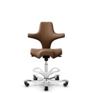 HÅG Capisco 8106 - Paloma Soft (Wollsdorf) - Cuero semi-anilina - PL05429 Cognac - White - 265 mm (seat height 53-79cm) - Hard castors for soft floors thumbnail