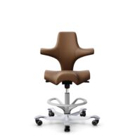 HÅG Capisco 8106 - Paloma Soft (Wollsdorf) - Cuero semi-anilina - PL05429 Cognac - Silver - 200 mm (seat height 46-64cm) - Hard castors for soft floors thumbnail