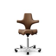 HÅG Capisco 8106 - Paloma Soft (Wollsdorf) - Semi-aniline leather - PL05429 Cognac - Silver - 265 mm (seat height 53-79cm) - Soft castors for hard floors thumbnail