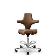 HÅG Capisco 8106 - Paloma Soft (Wollsdorf) - Cuero semi-anilina - PL05429 Cognac - Silver - 265 mm (seat height 53-79cm) - Soft castors for hard floors thumbnail