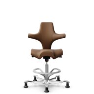 HÅG Capisco 8106 - Paloma Soft (Wollsdorf) - Semi-Anilinleder - PL05429 Cognac - Silber - 265 mm (Sitzhöhe 53-79cm) - Bodengleiter thumbnail