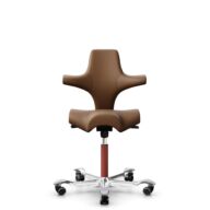 HÅG Capisco 8106 - Paloma Soft (Wollsdorf) - Cuir semi-aniline - PL05429 Cognac - Blush Rose - 200 mm (hauteur d’assise 46–64 cm) - Roues dures pour sols souples thumbnail