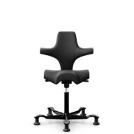 HÅG Capisco 8106 - Paloma Soft (Wollsdorf) - Semi-aniline leather - PL56100 Black - Black - 200 mm (seat height 46-64cm) - Glides thumbnail