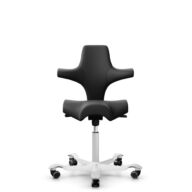 HÅG Capisco 8106 - Paloma Soft (Wollsdorf) - Semi-aniline Leder - PL56100 Black - Framekleur - Wit - Gasveer - 150 mm (Zithoogte 40-55cm) - Vloercontact - Zachte wielen t.b.v. harde vloeren - Voetenring - Nee, geen voetenring - Voetster - Nee, voetster... thumbnail
