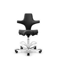 HÅG Capisco 8106 - Paloma Soft (Wollsdorf) - Cuir semi-aniline - PL56100 Black - Blanc - 200 mm (hauteur d’assise 46–64 cm) - Roues souples pour sols durs thumbnail
