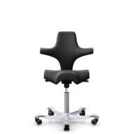 HÅG Capisco 8106 - Paloma Soft (Wollsdorf) - Cuero semi-anilina - PL56100 Black - Silver - 150mm (seat height 40–55cm) - Soft castors for hard floors thumbnail